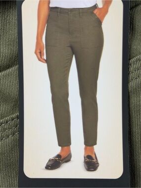 BANANA REPUBLIC High Rise Twill Olive Green Pants Sz 10 Canvas Stretch NEW